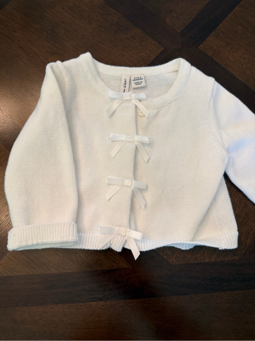 Janie and Jack White Bow Front Knit Cardigan